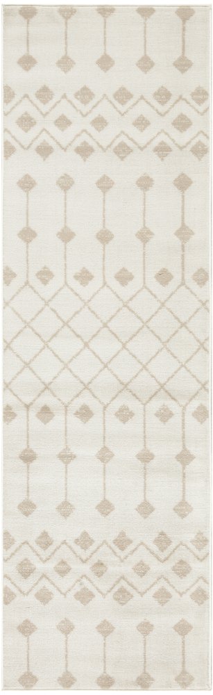 8' Beige And Ivory Moroccan Runner Rug