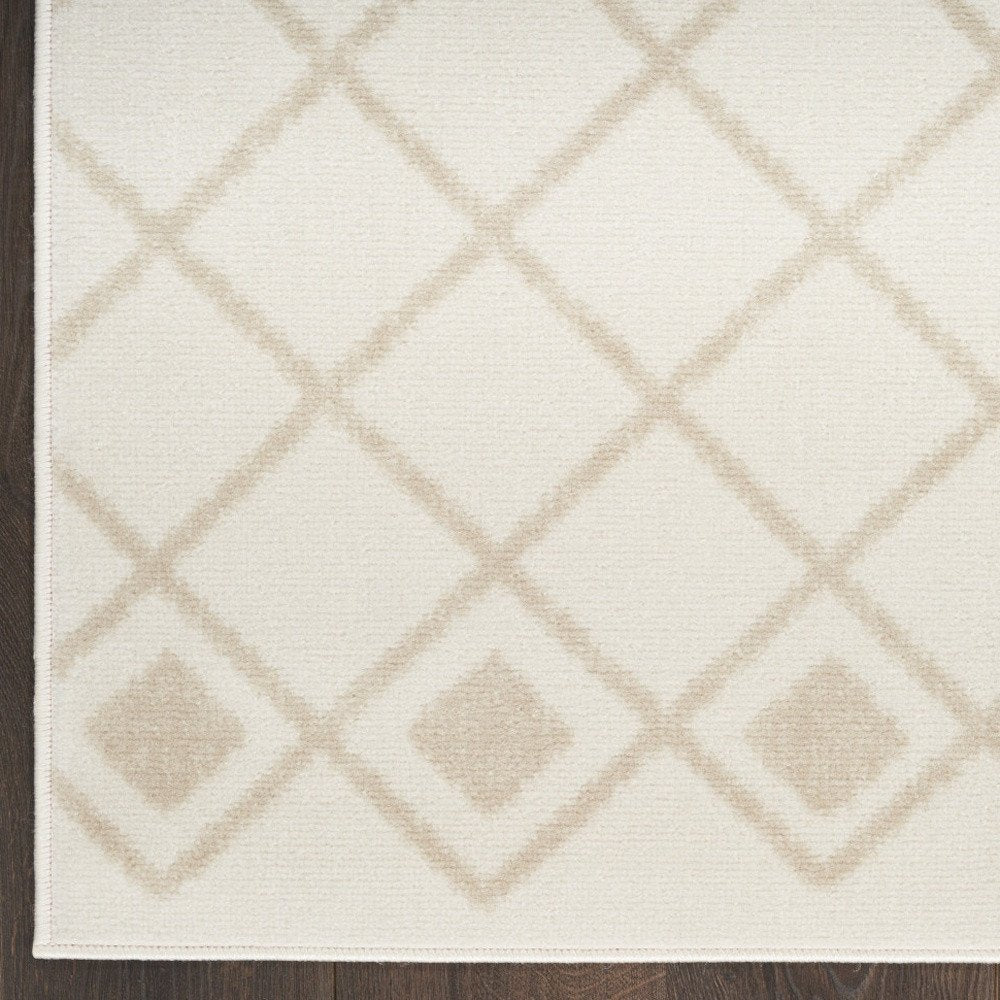 8' Beige And Ivory Moroccan Runner Rug