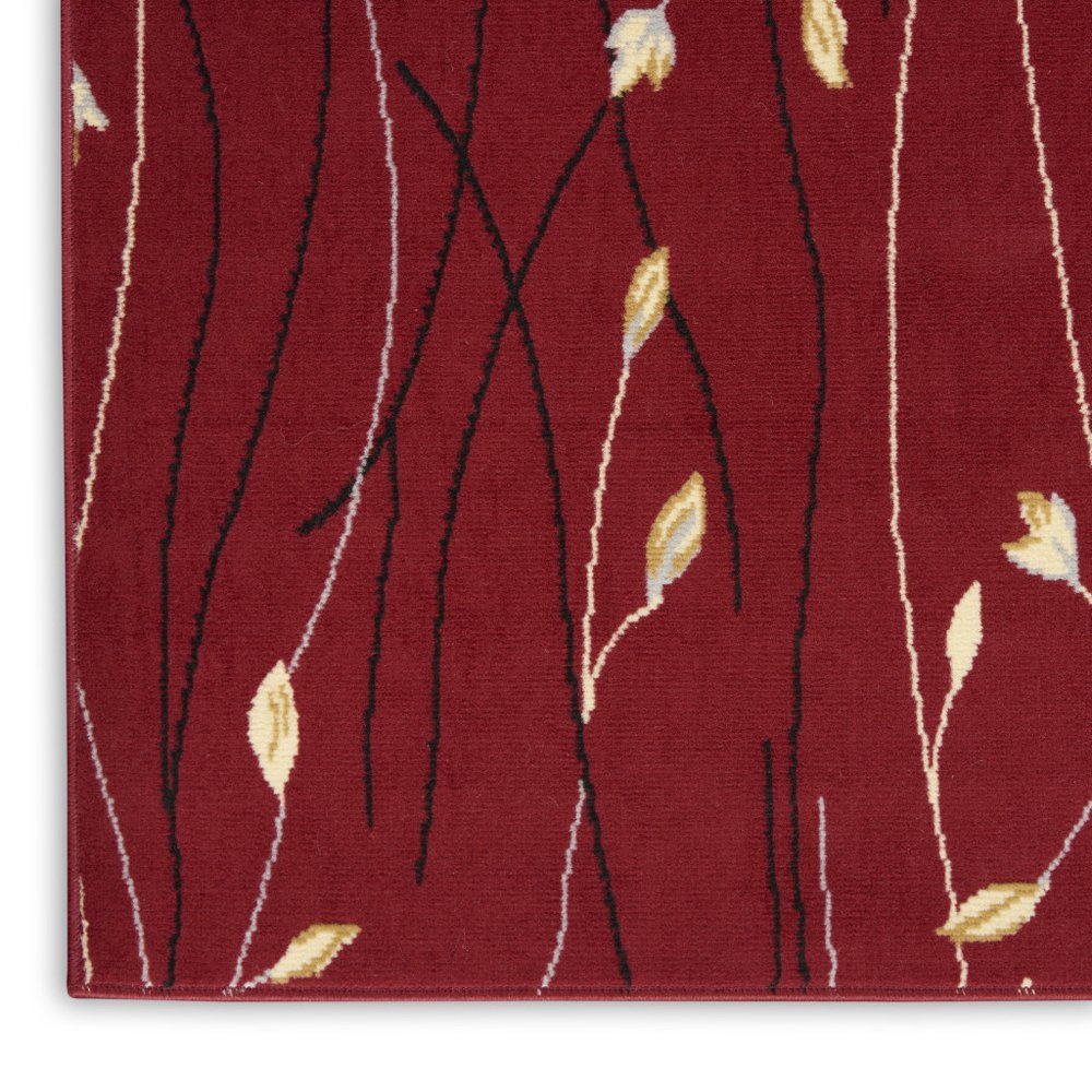 4' X 6' Red Black and Ivory Floral Vines Power Loom Area Rug