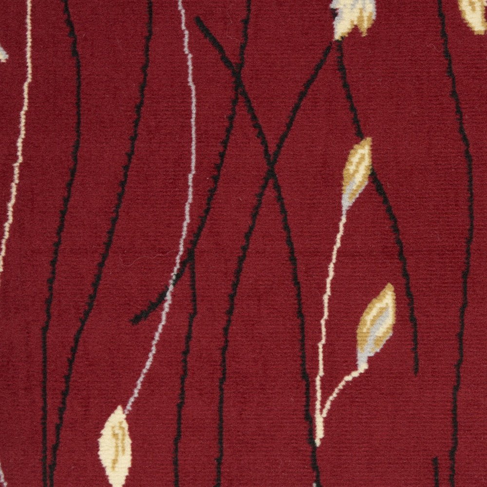 4' X 6' Red Black and Ivory Floral Vines Power Loom Area Rug