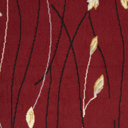 4' X 6' Red Black and Ivory Floral Vines Power Loom Area Rug