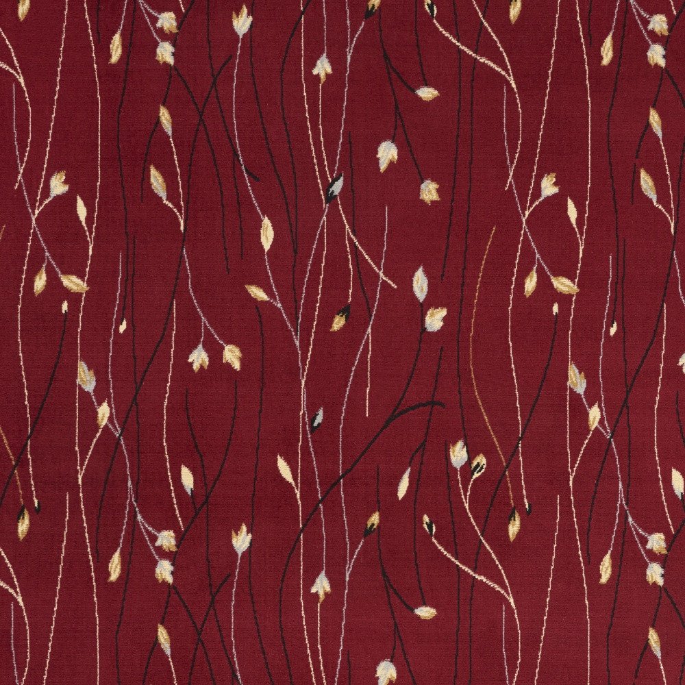 7' X 10' Red Black and Ivory Floral Vines Power Loom Area Rug