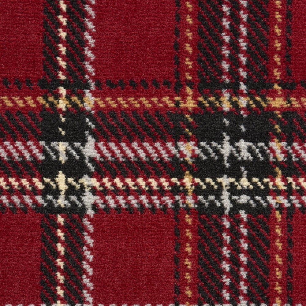 5' X 7' Red and Black Plaid Power Loom Area Rug
