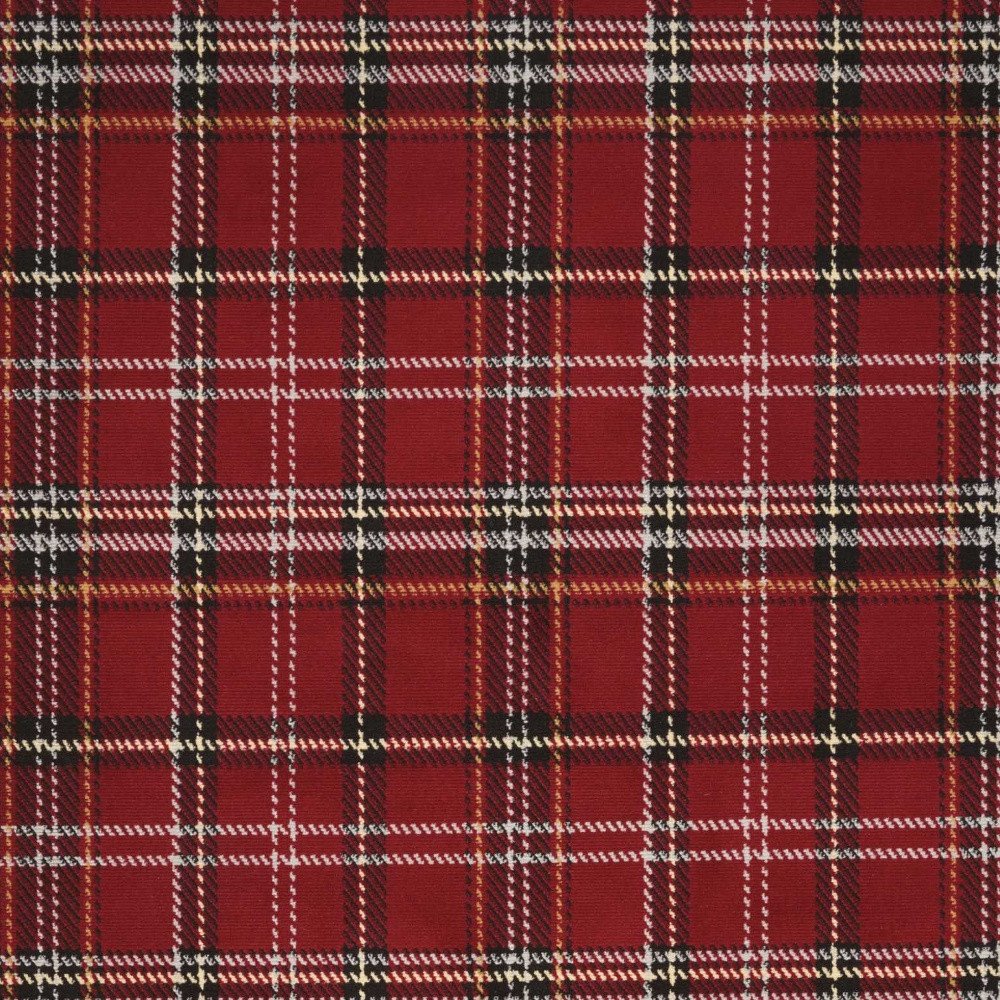 5' X 7' Red and Black Plaid Power Loom Area Rug