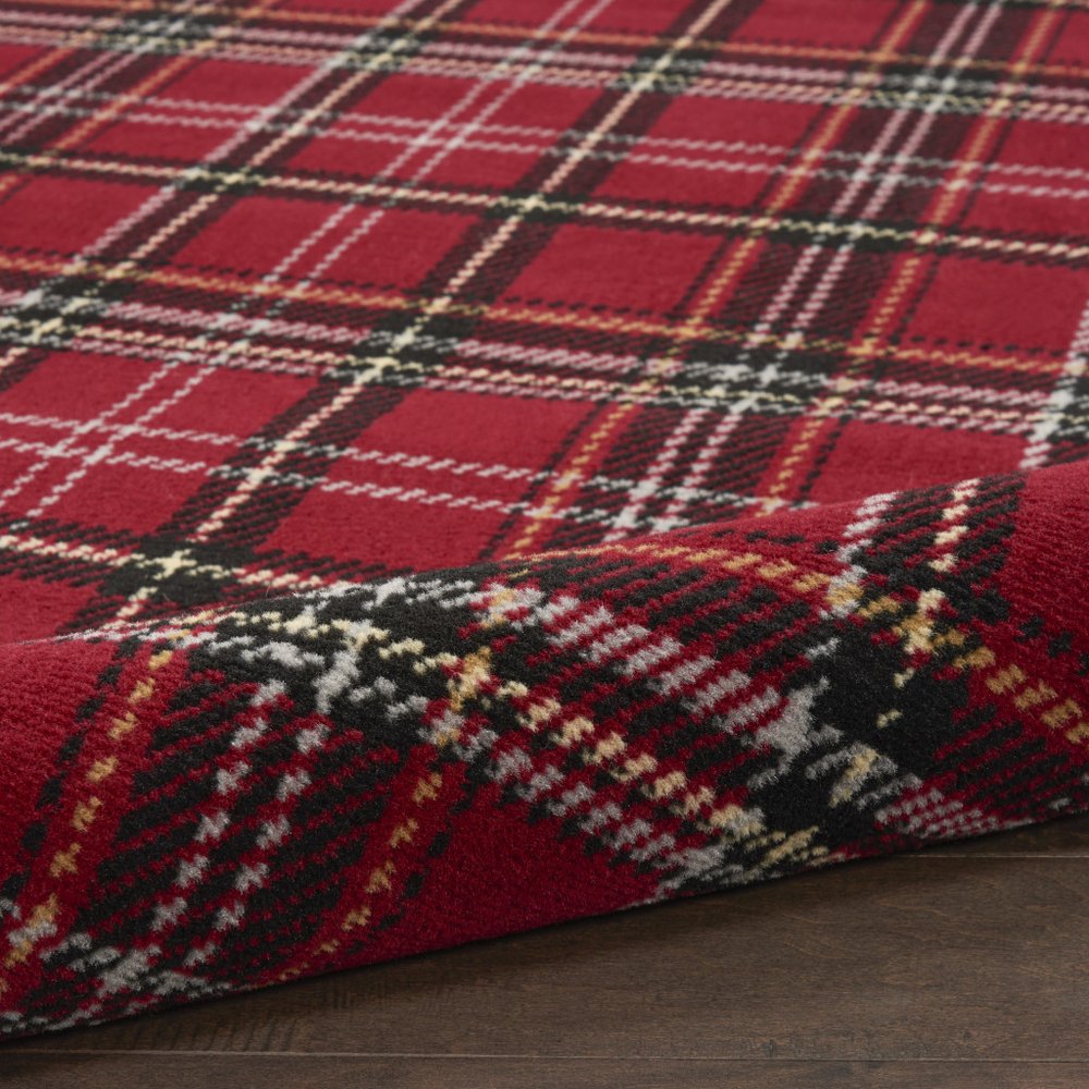 6' X 9' Red and Black Plaid Power Loom Area Rug