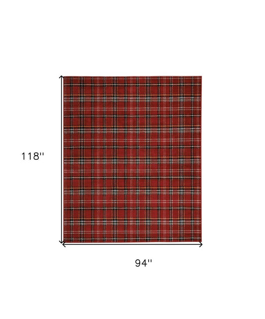 8' X 10' Red and Black Plaid Power Loom Area Rug