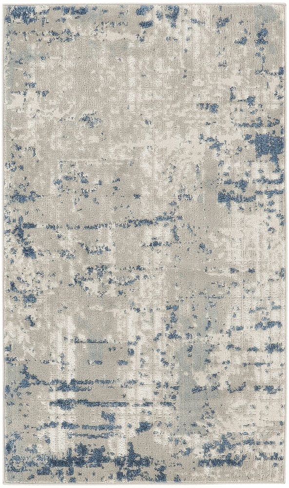 2' X 4' Gray and Ivory Abstract Power Loom Area Rug