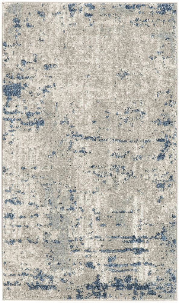 2' X 4' Gray and Ivory Abstract Power Loom Area Rug