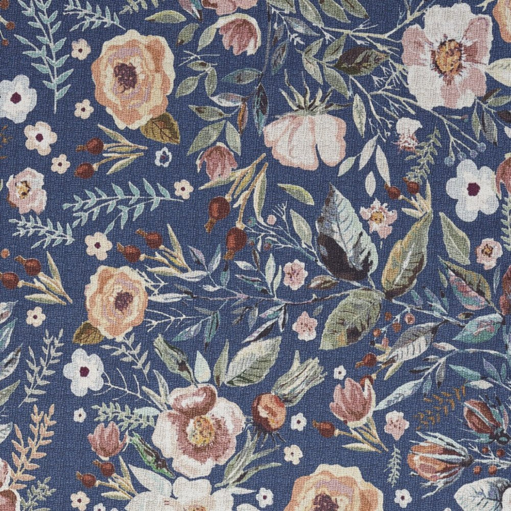 4' X 6' Blue and Pink Floral Power Loom Non Skid Area Rug