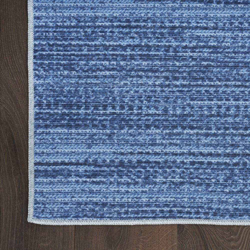 3' X 5' Blue Abstract Power Loom Washable Non Skid Area Rug