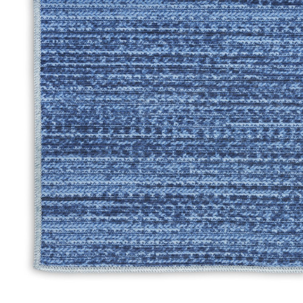 3' X 5' Blue Abstract Power Loom Washable Non Skid Area Rug