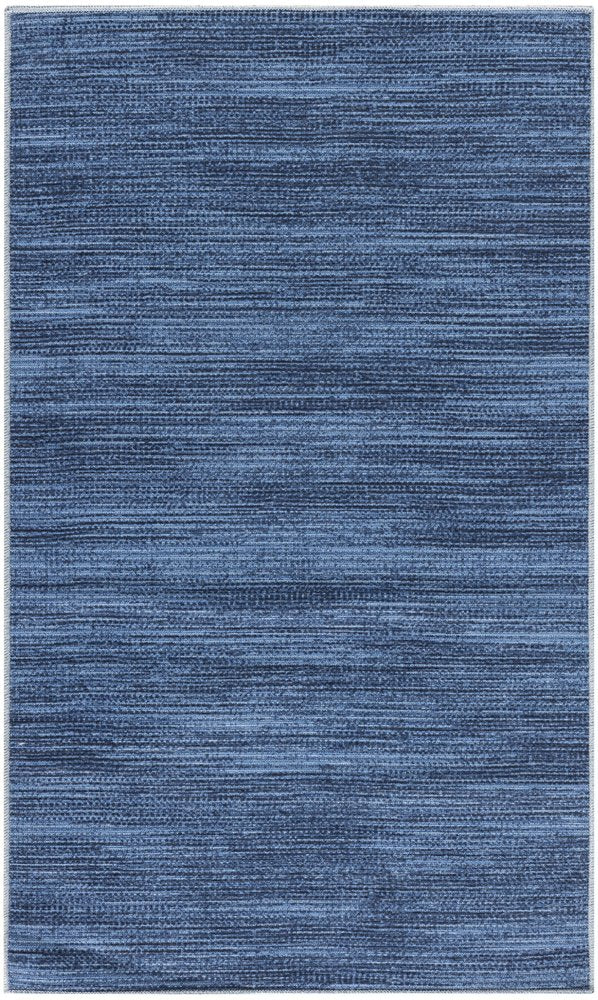 3' X 5' Blue Abstract Power Loom Washable Non Skid Area Rug