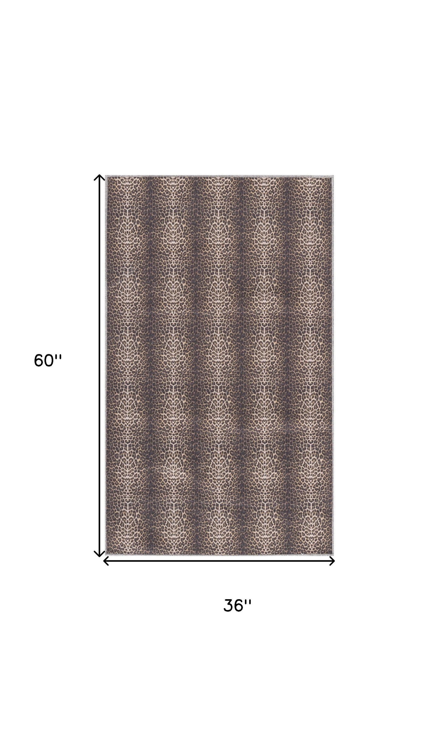 3' X 5' Yellow and Brown Leopard Print Power Loom Washable Non Skid Area Rug