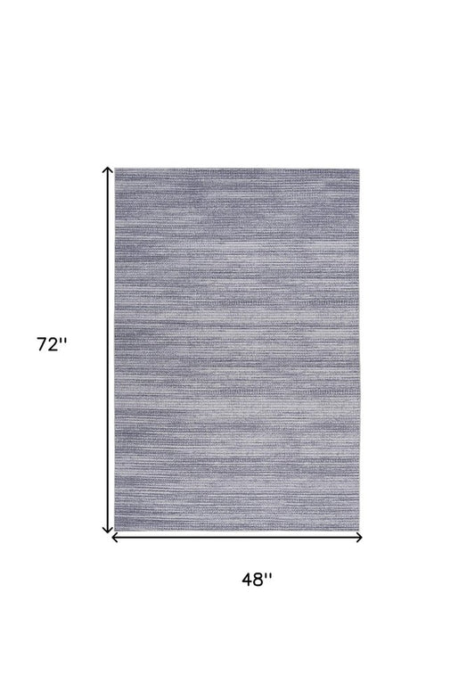 4' X 6' Gray and White Abstract Power Loom Washable Non Skid Area Rug