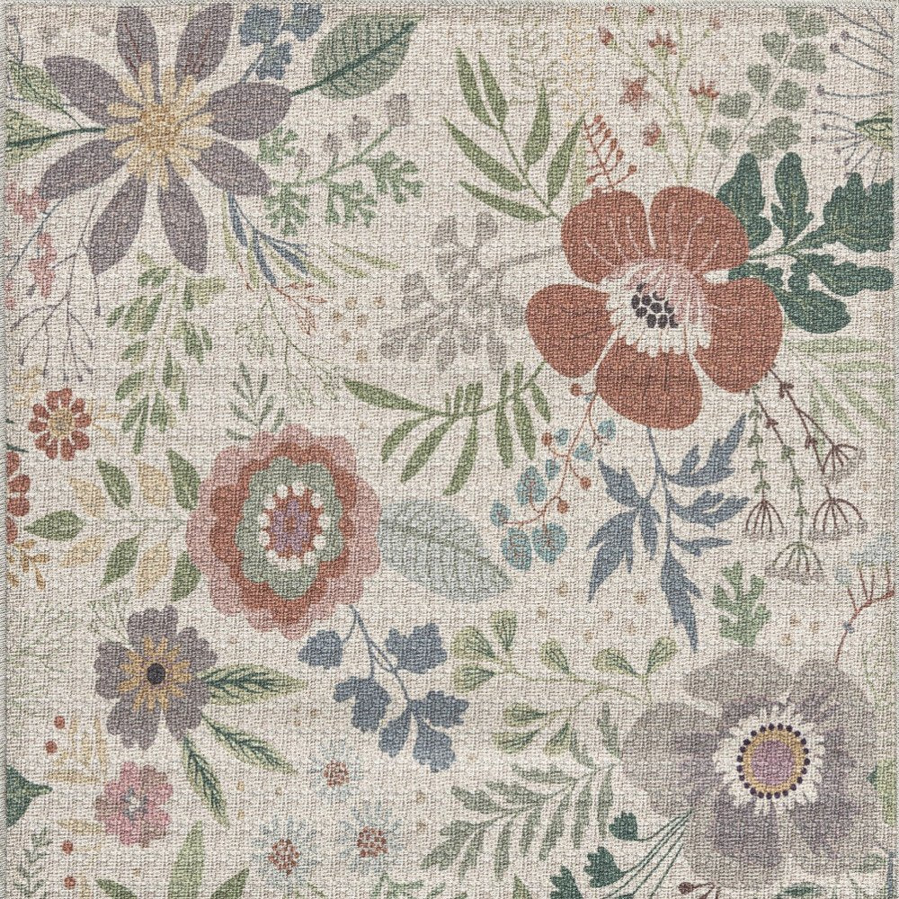 3' X 5' Pink Floral Power Loom Non Skid Area Rug