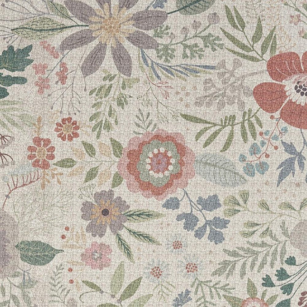 4' X 6' Gray and Pink Floral Power Loom Washable Non Skid Area Rug