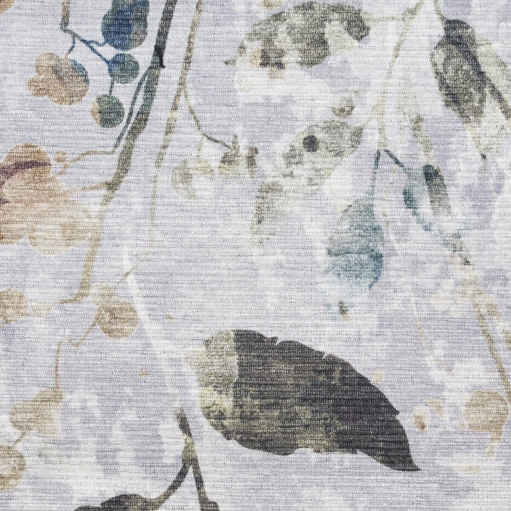 3' X 5' Gray and Blue Floral Power Loom Washable Non Skid Area Rug