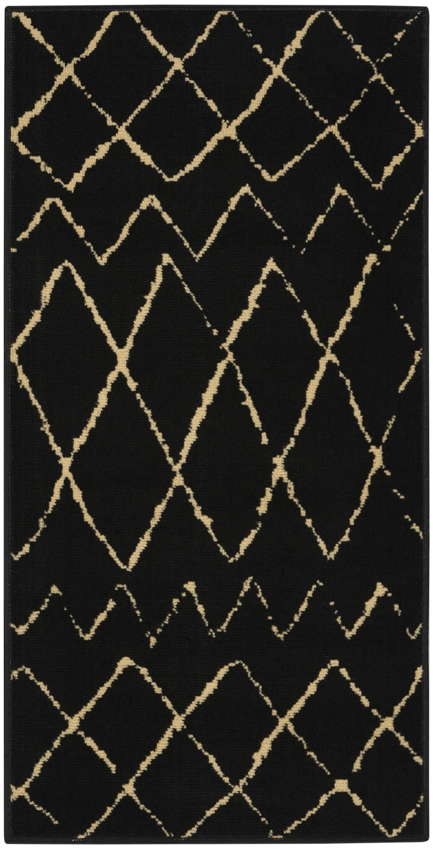 2' X 4' Beige And Black Floral Distressed Area Rug
