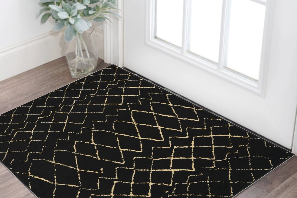 3' X 5' Beige and Black Abstract Power Loom Area Rug