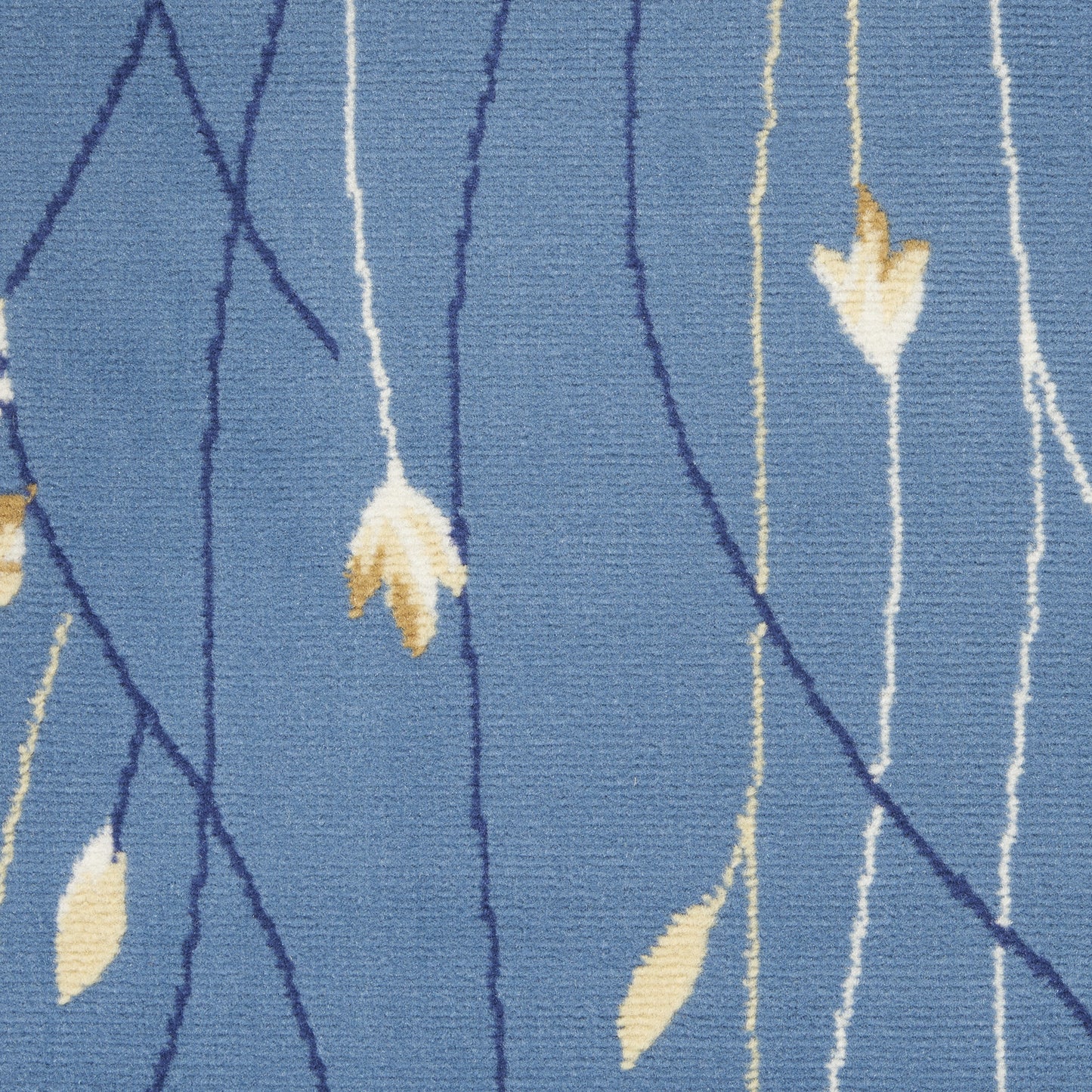 2' X 4' Blue And Beige Floral Vines Area Rug