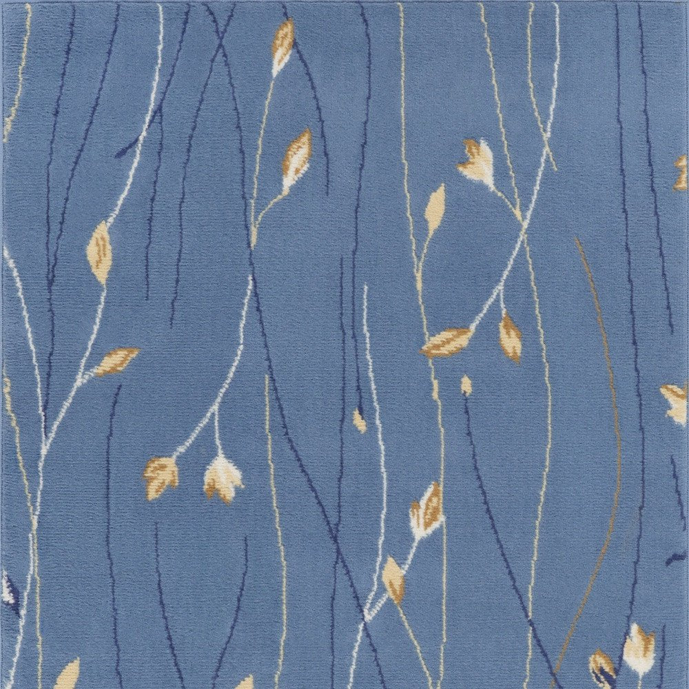 3' X 5' Blue and Beige Floral Vines Power Loom Area Rug