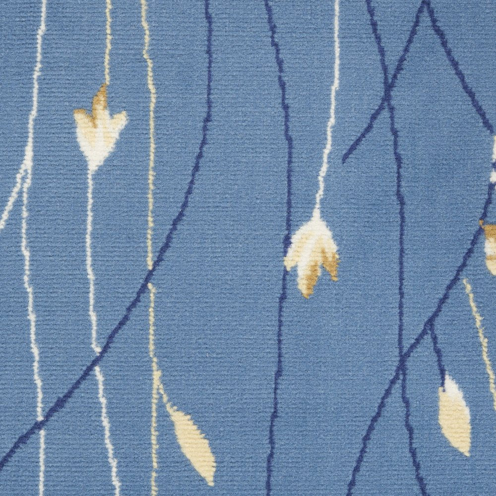 3' X 5' Blue and Beige Floral Vines Power Loom Area Rug