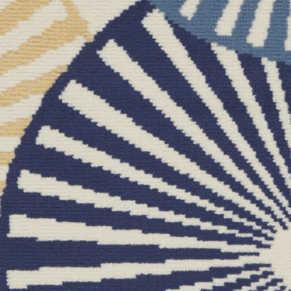 3' X 5' Blue and Beige Geometric Power Loom Area Rug