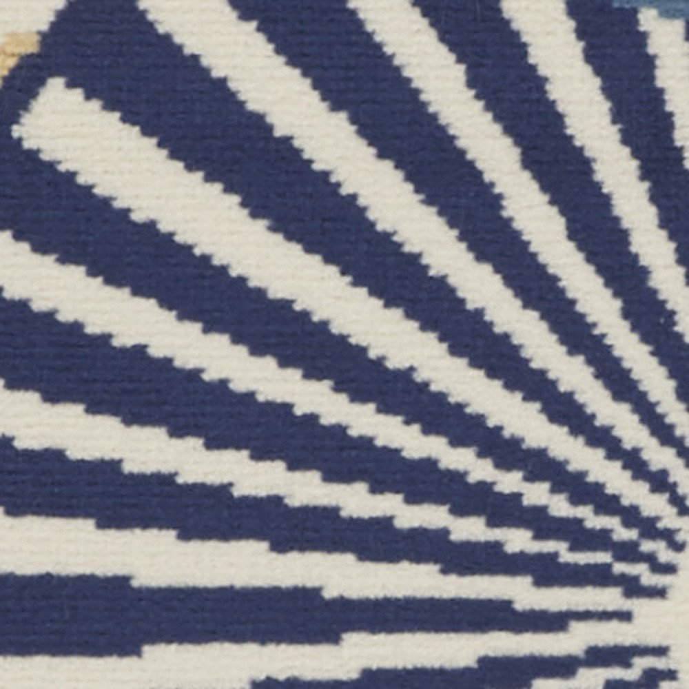 3' X 5' Blue and Beige Geometric Power Loom Area Rug