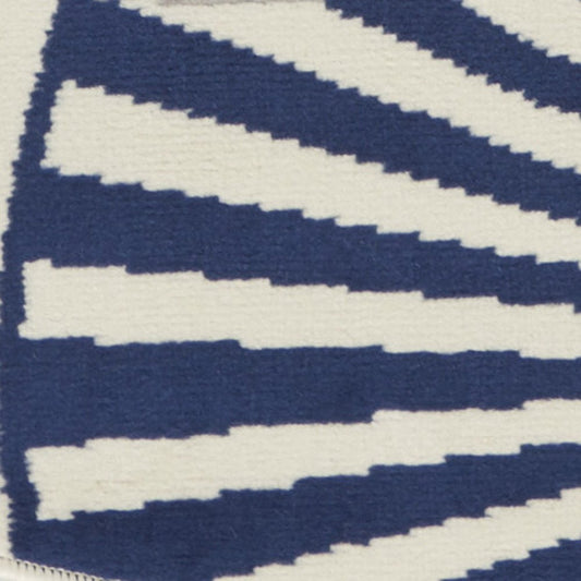 5' Blue and Beige Round Geometric Power Loom Area Rug