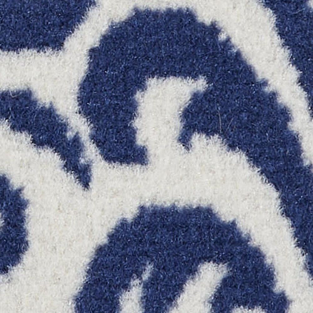 2' X 4' Blue And White Damask Area Rug