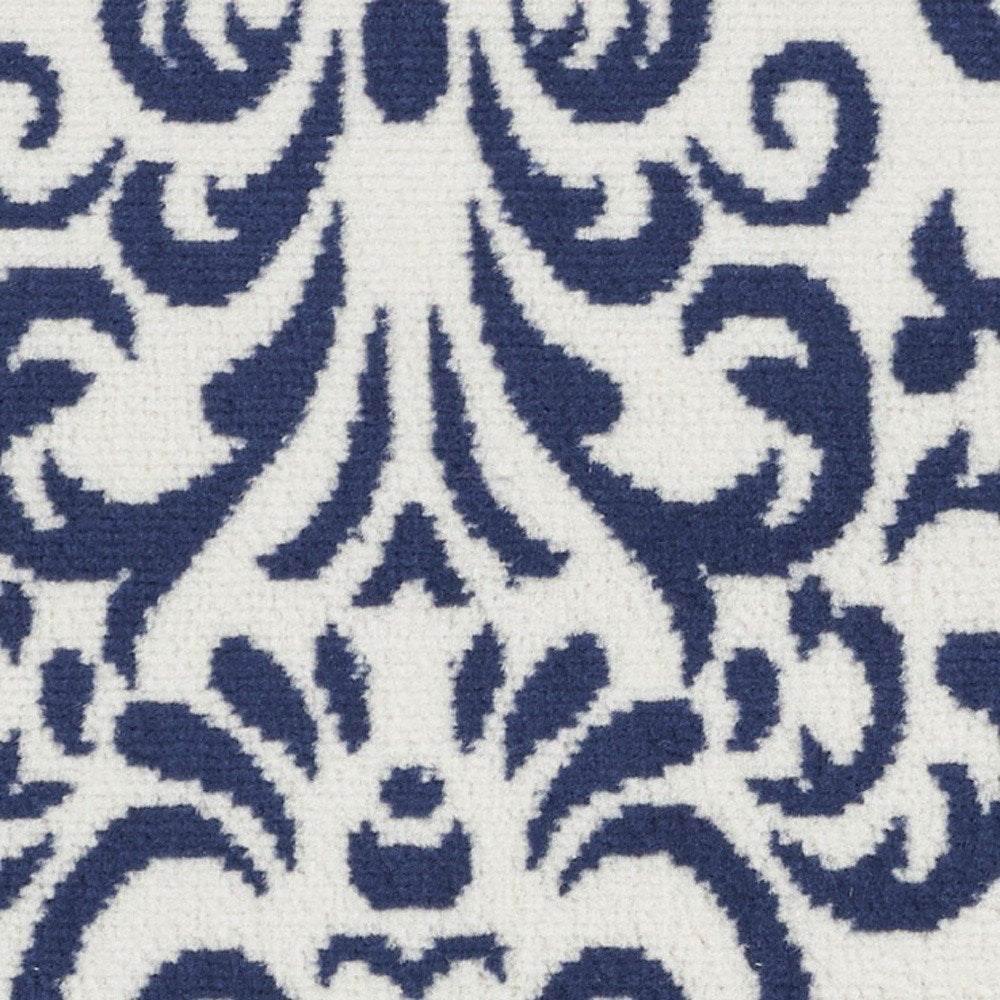 2' X 4' Blue And White Damask Area Rug