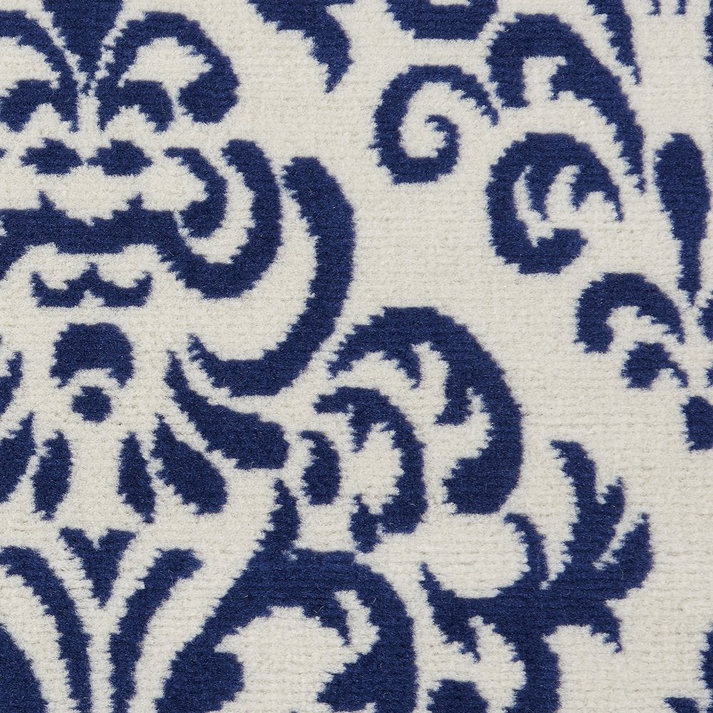 5' Blue and White Round Damask Power Loom Area Rug