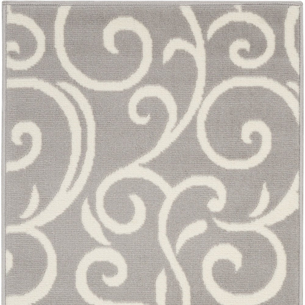 2' X 4' Gray and Ivory Floral Vines Power Loom Area Rug