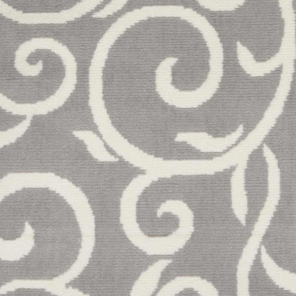 2' X 4' Gray and Ivory Floral Vines Power Loom Area Rug