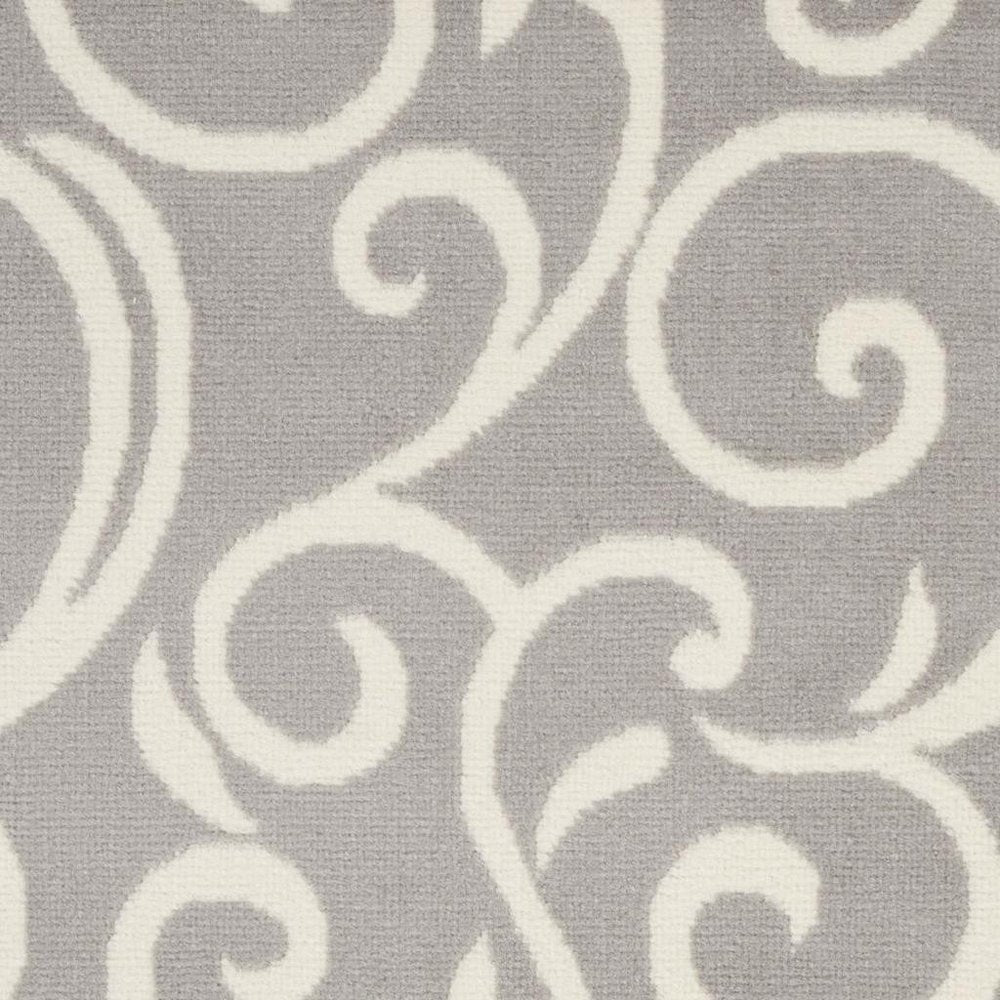 2' X 4' Gray and Ivory Floral Vines Power Loom Area Rug