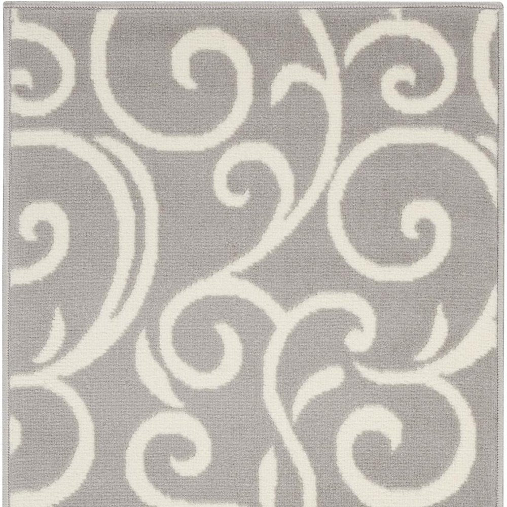 2' X 4' Gray and Ivory Floral Vines Power Loom Area Rug