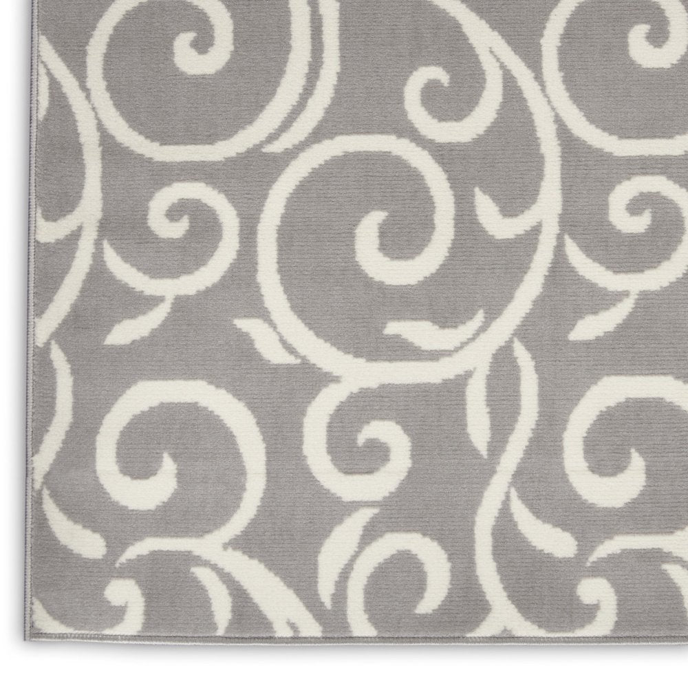 2' X 4' Gray and Ivory Floral Vines Power Loom Area Rug