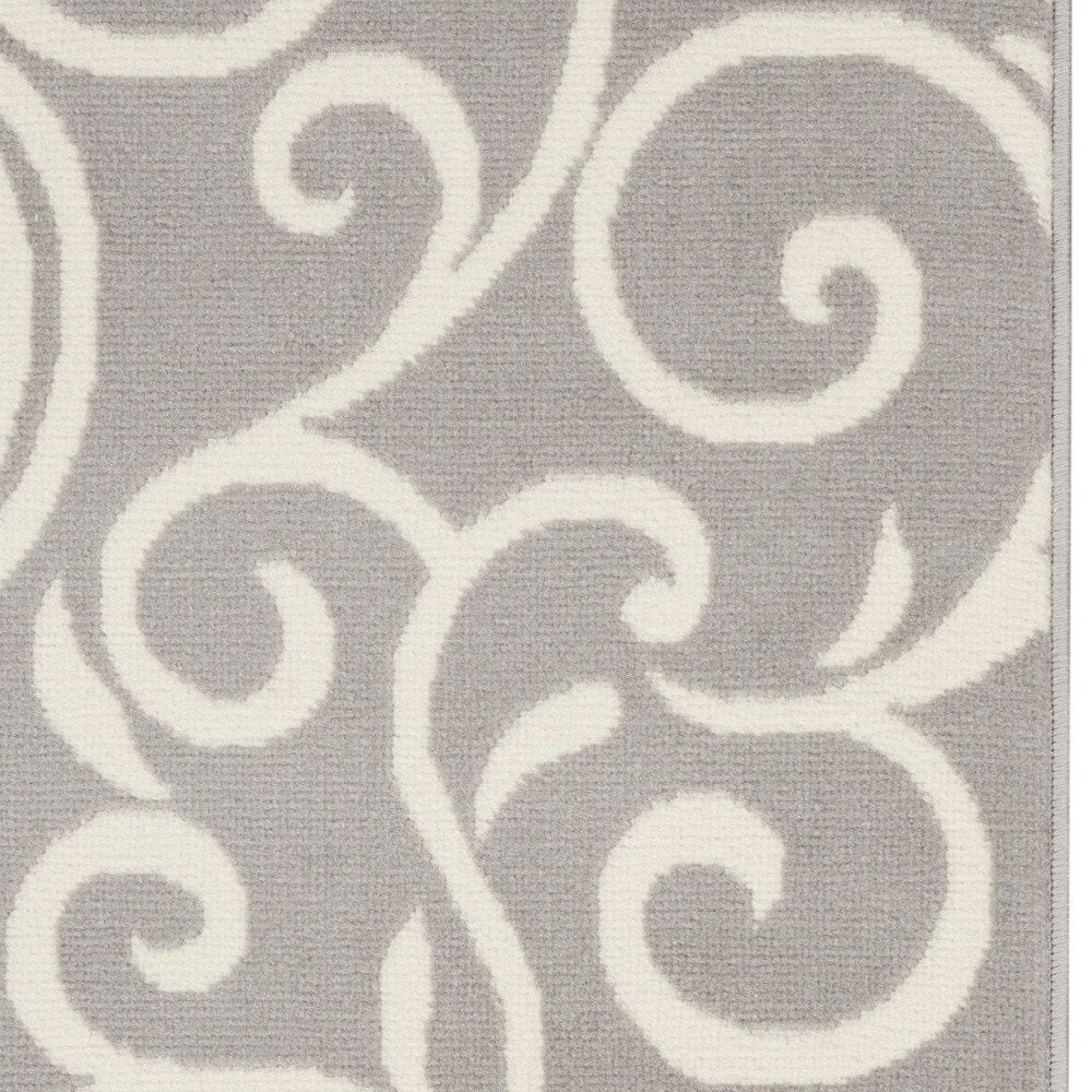 2' X 4' Gray and Ivory Floral Vines Power Loom Area Rug