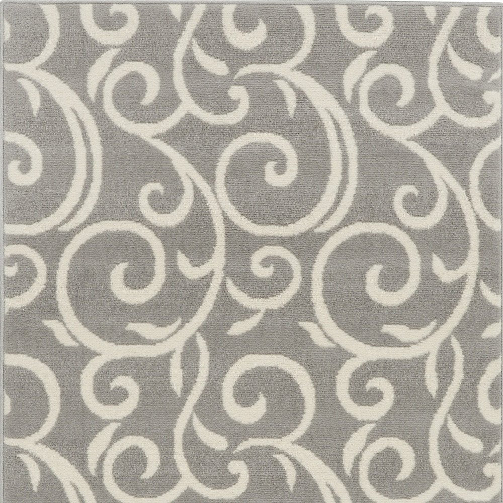 3' X 5' Gray and Pink Floral Vines Power Loom Area Rug
