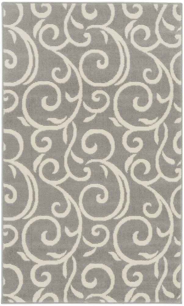 3' X 5' Gray and Pink Floral Vines Power Loom Area Rug