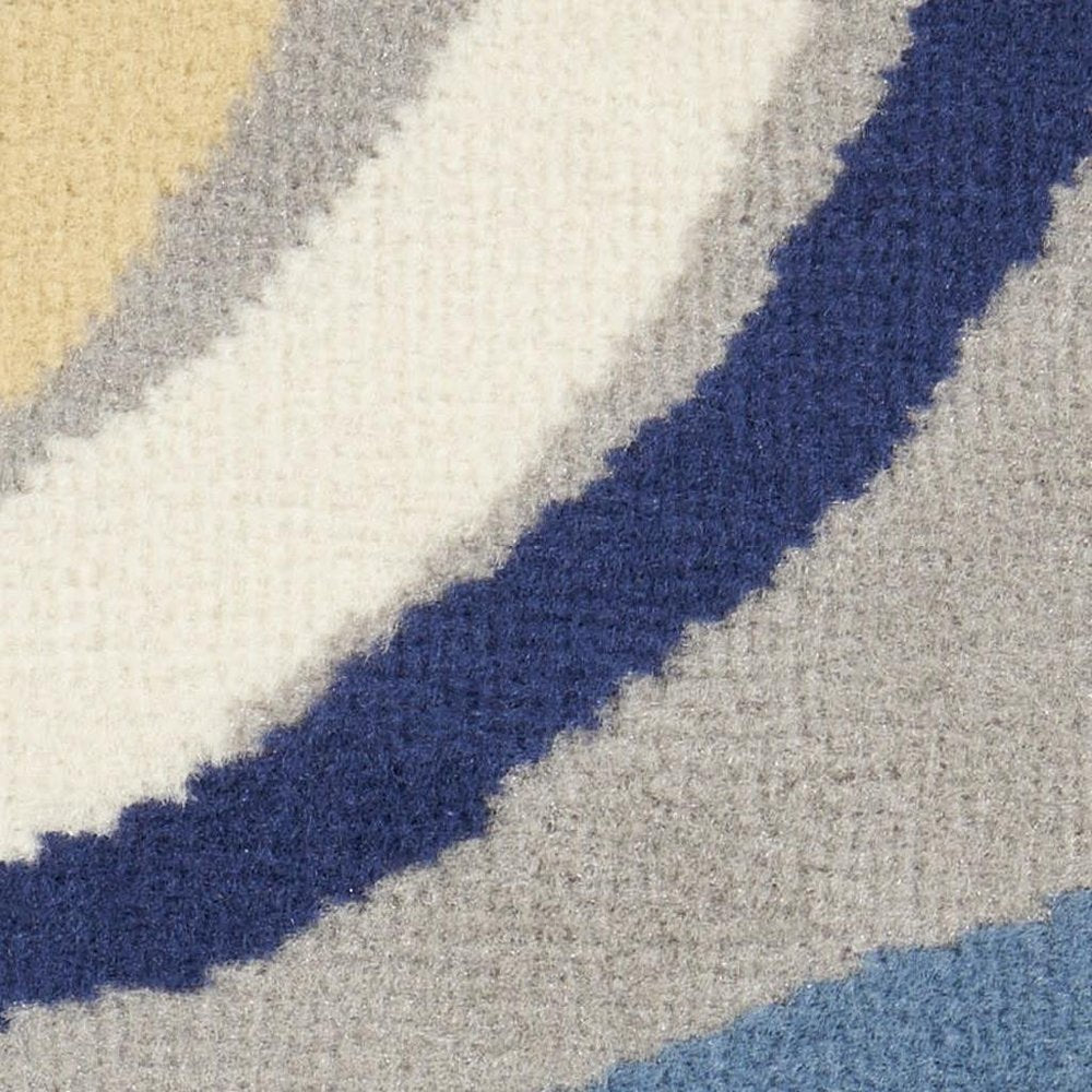 2' X 4' Gray and Blue Geometric Power Loom Area Rug