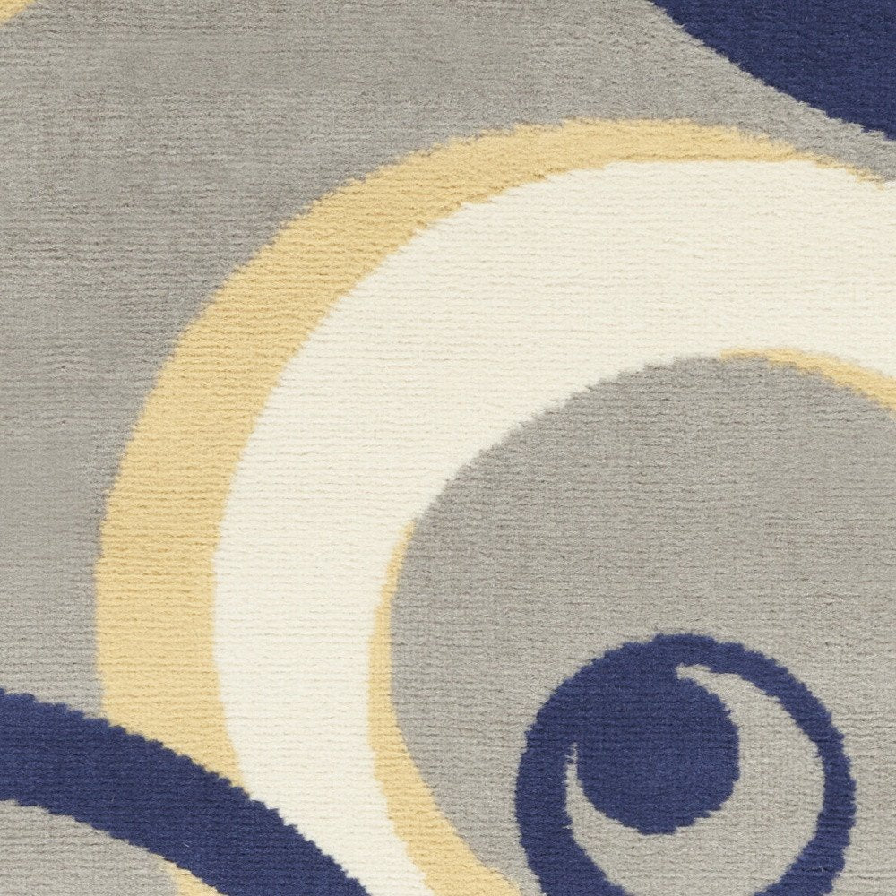 2' X 4' Gray and Blue Geometric Power Loom Area Rug