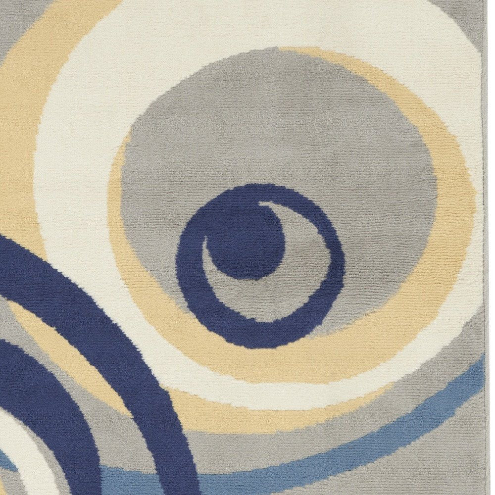 3' X 5' Gray and Blue Geometric Power Loom Area Rug