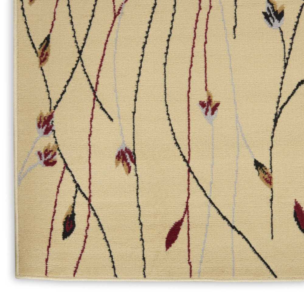 2' X 4' Ivory And Black Floral Area Rug