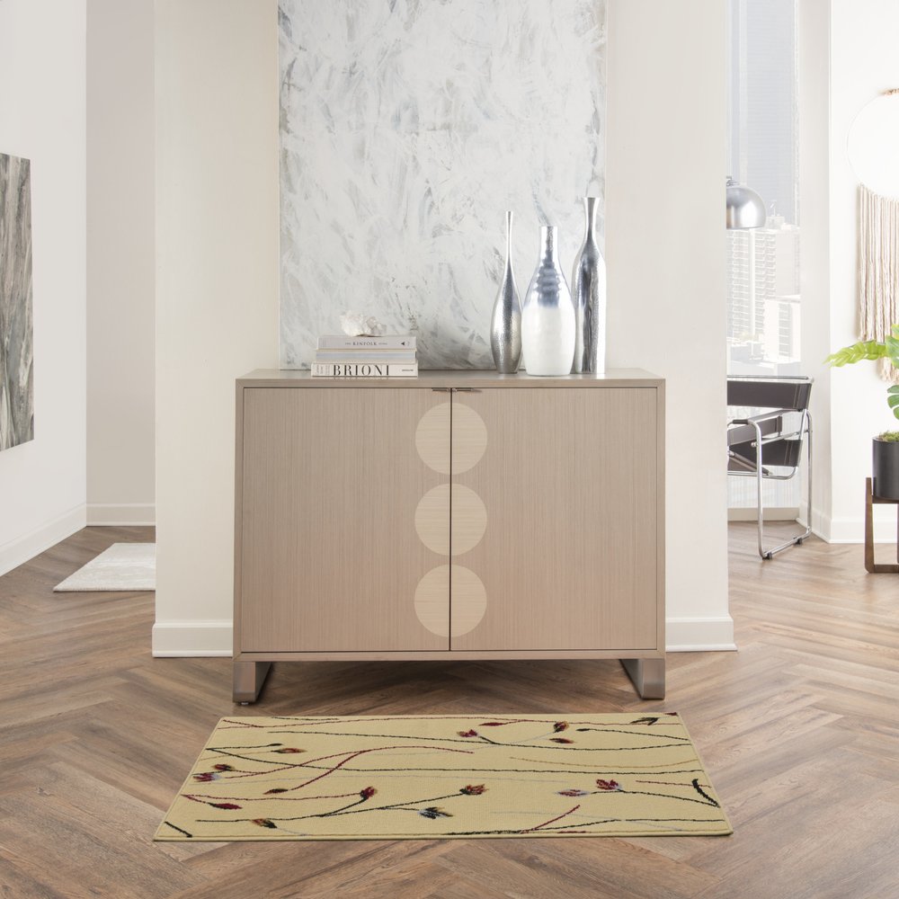 2' X 4' Ivory And Black Floral Area Rug