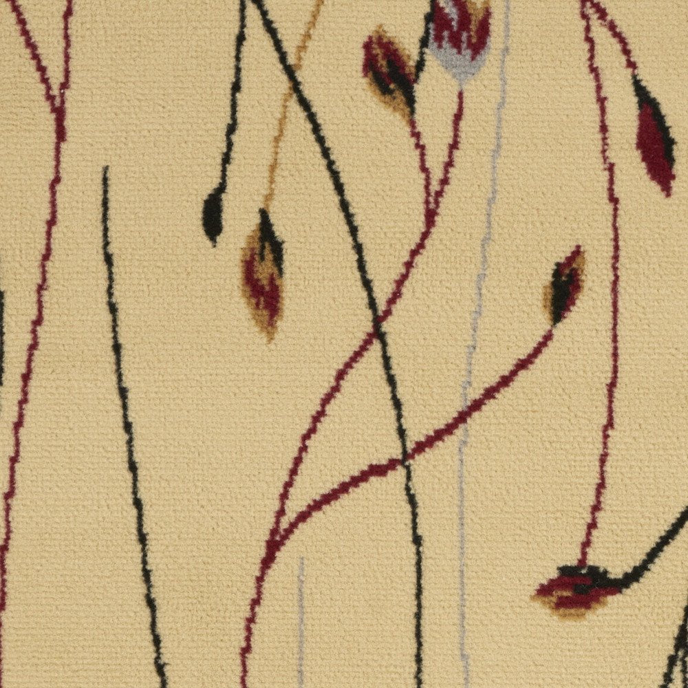 2' X 4' Ivory And Black Floral Area Rug