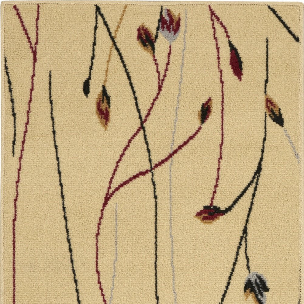 2' X 4' Ivory And Black Floral Area Rug