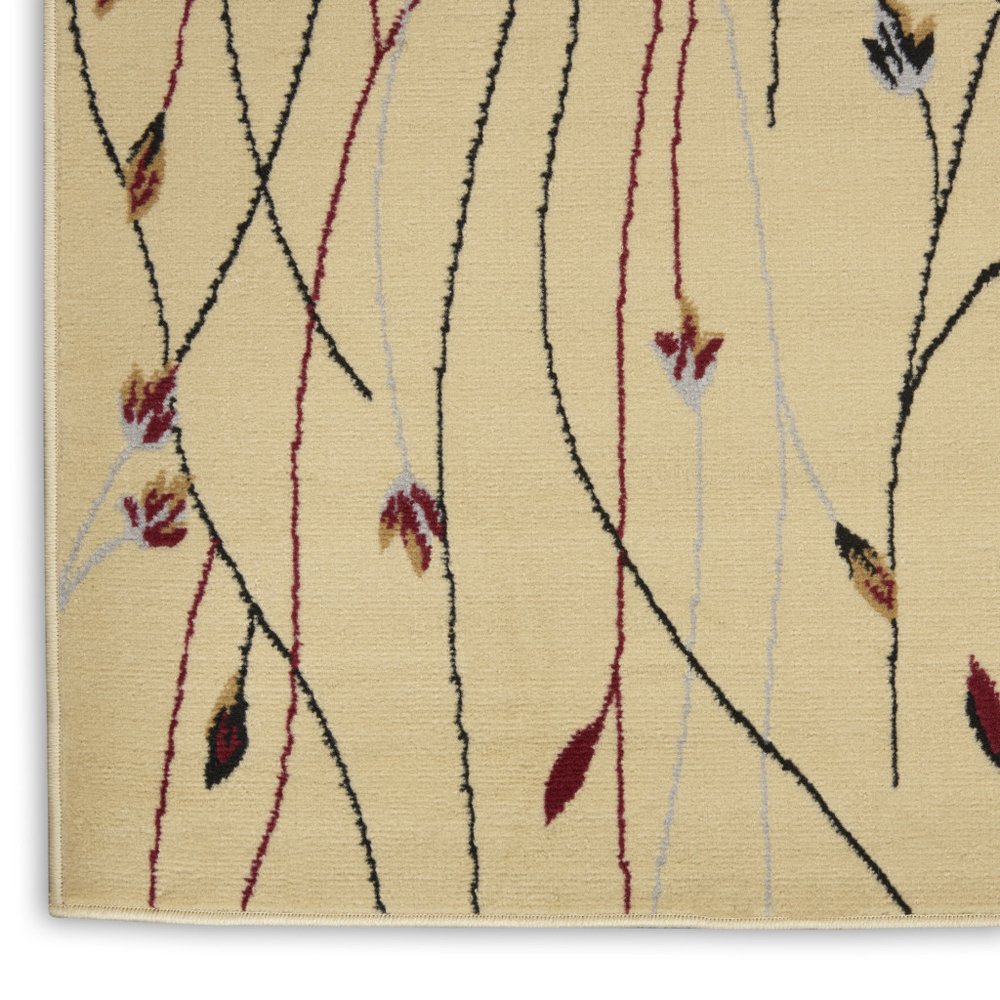 3' X 5' Ivory and Black Floral Power Loom Area Rug