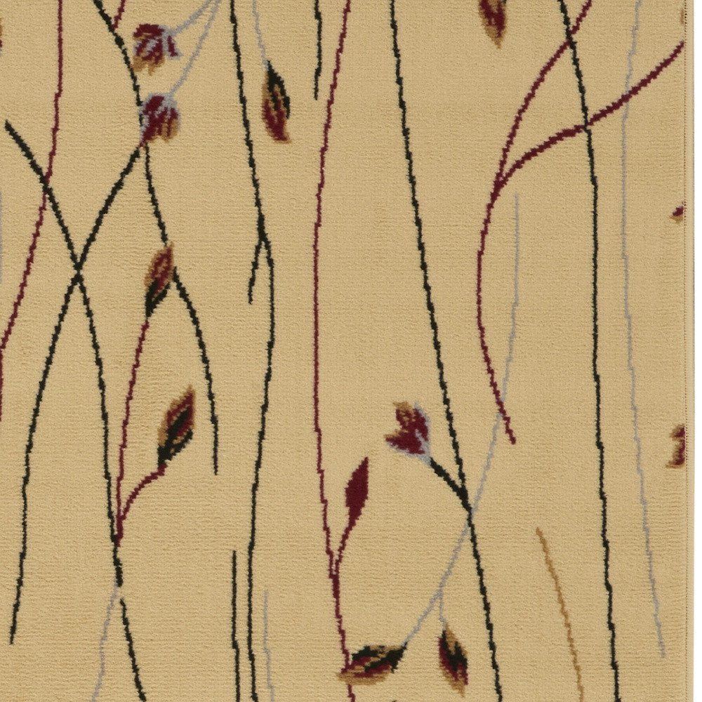 3' X 5' Ivory and Black Floral Power Loom Area Rug