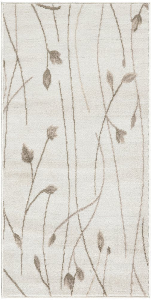 2' X 4' Beige And Ivory Floral Area Rug
